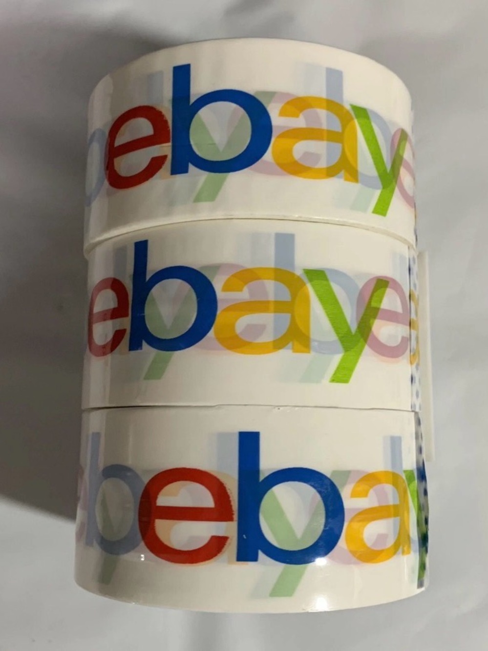 3 Rolls ~ 2" x 75 yds eBay Color Logo Branded Packaging Tape White Multicolor